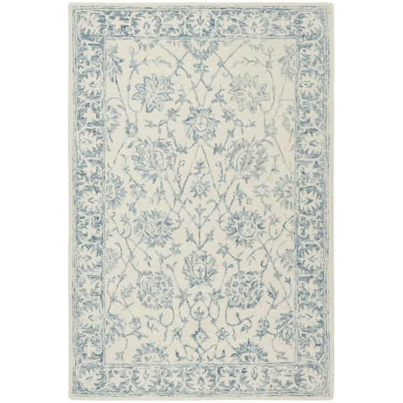 SAFAVIEH Blossom Munya Oriental Area Rug, Ivory/Blue, 4' x 6'