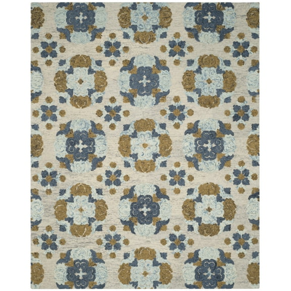 SAFAVIEH Blossom Naomh Geometric Wool Runner Rug, Beige/Multi, 2'3" x 8'