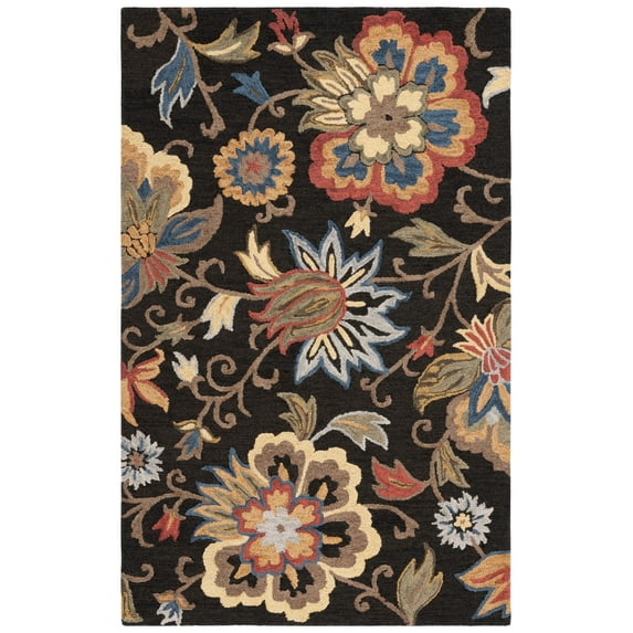 SAFAVIEH Blossom Odran Floral Area Rug, Black/Yellow, 8' x 10'