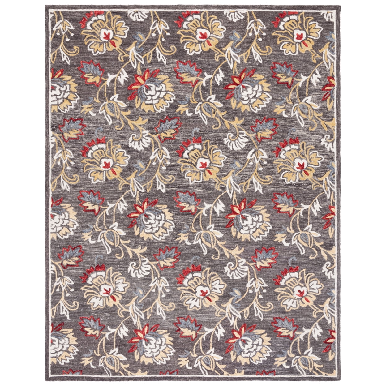 Gray Floral Hand-Tufted Wool 8' x 10' Area Rug