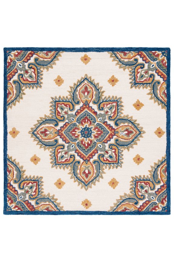 Blossom Pauletta Floral Area Rug, Ivory/Green, 6' x 6' Square