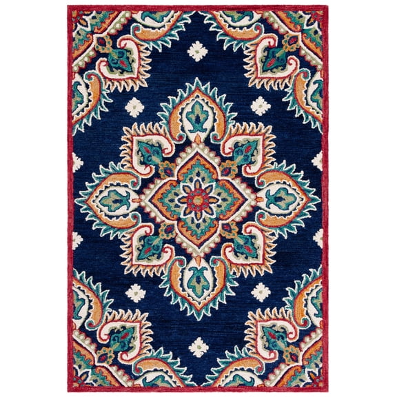 SAFAVIEH Blossom Pauletta Floral Area Rug, Navy/Ivory, 4' x 6'