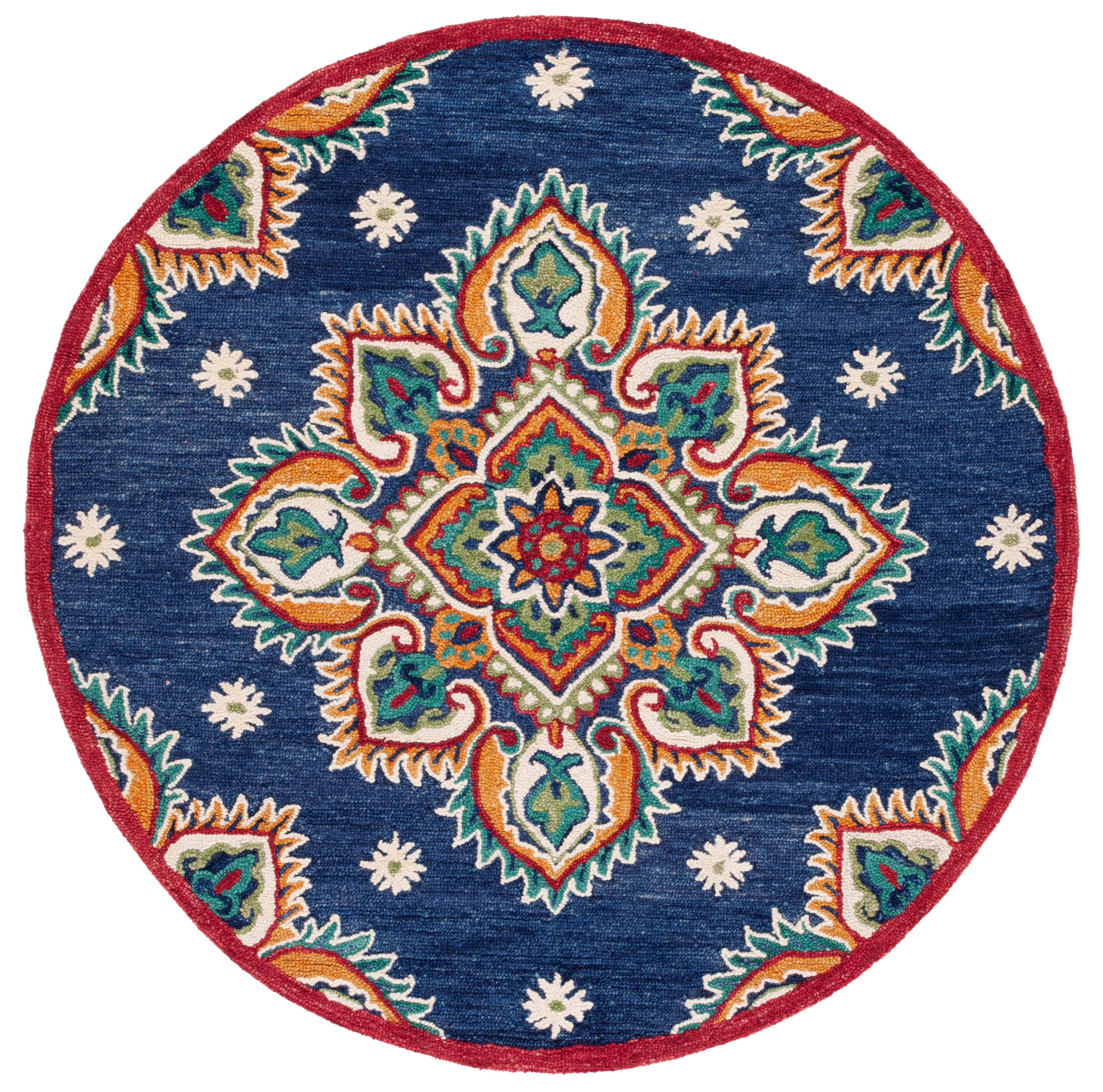 SAFAVIEH Blossom Pauletta Floral Area Rug, Navy/Ivory, 6' x 6' Round