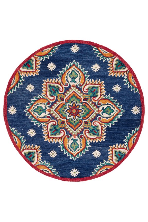 Blossom Pauletta Floral Area Rug, Navy/Ivory, 6' x 6' Round