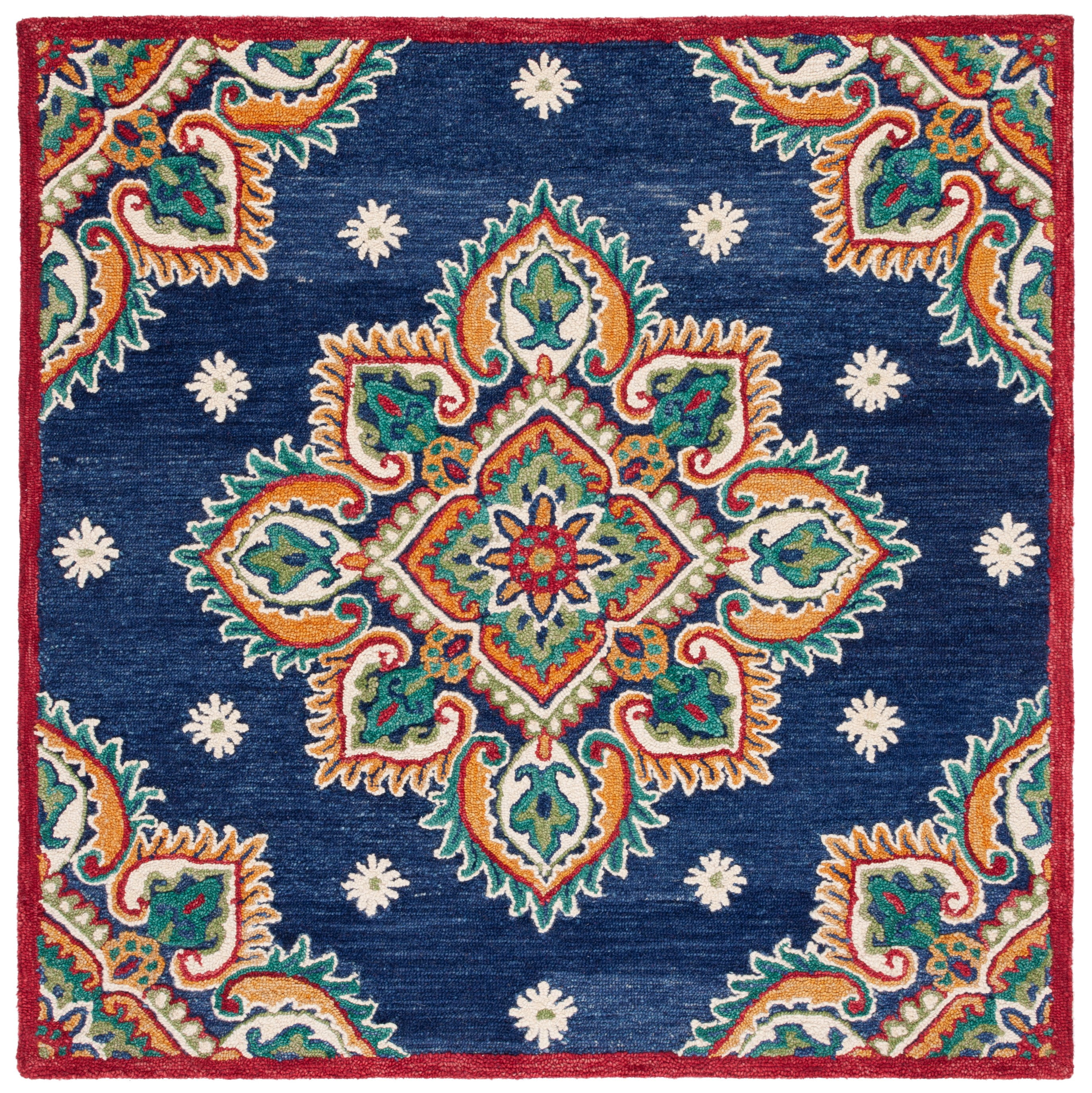 SAFAVIEH Blossom Pauletta Floral Area Rug, Navy/Ivory, 6' x 6' Square
