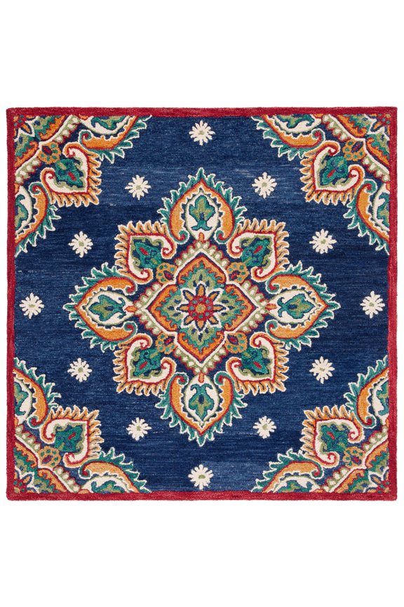 Blossom Pauletta Floral Area Rug, Navy/Ivory, 6' x 6' Square