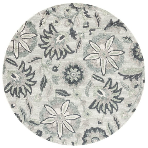 SAFAVIEH Blossom Riley Floral Area Rug, Ivory/Blue, 6' x 6' Round