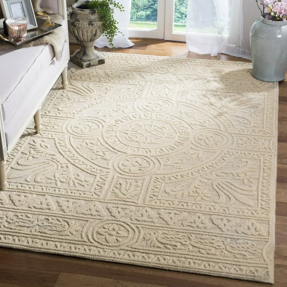 SAFAVIEH Blossom Roy Geometric Wool Runner Rug, Light Grey/Ivory, 2'3" x 10'