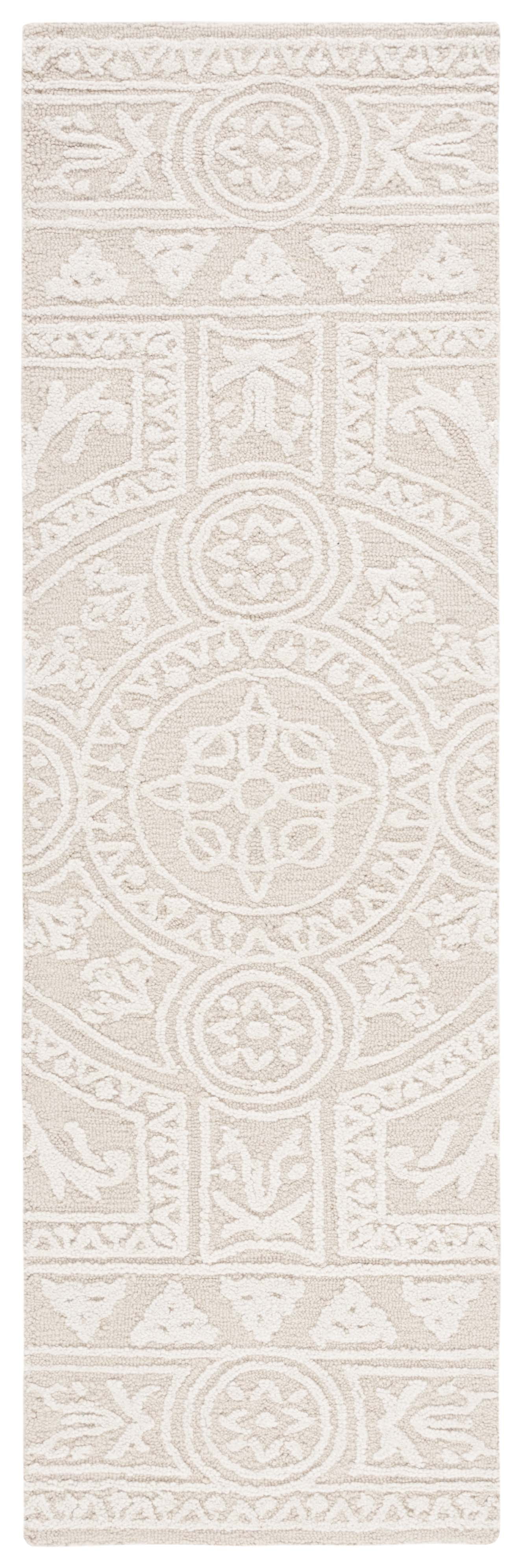 Light Gray Floral Hand-Tufted Wool Runner Rug