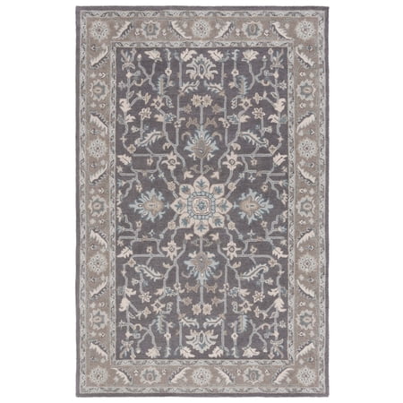 SAFAVIEH Blossom Shevon Oriental Area Rug, Dark Grey/Light Brown, 6' x 6' Square