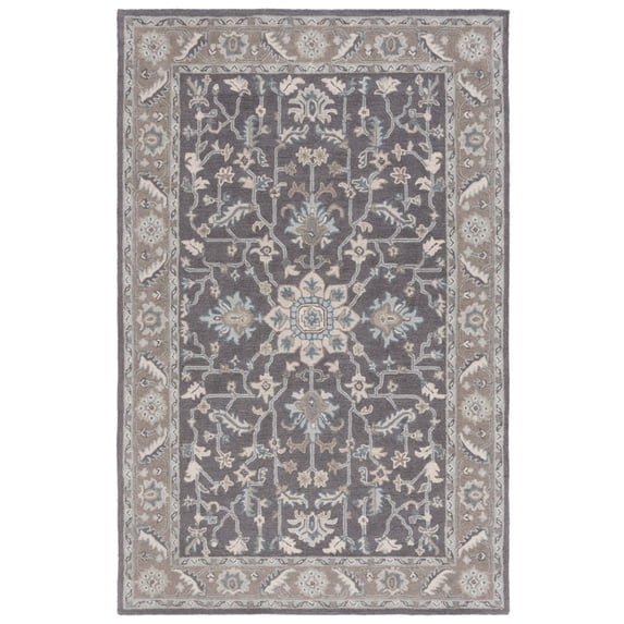 SAFAVIEH Blossom Shevon Oriental Area Rug, Dark Grey/Light Brown, 6' x 6' Square