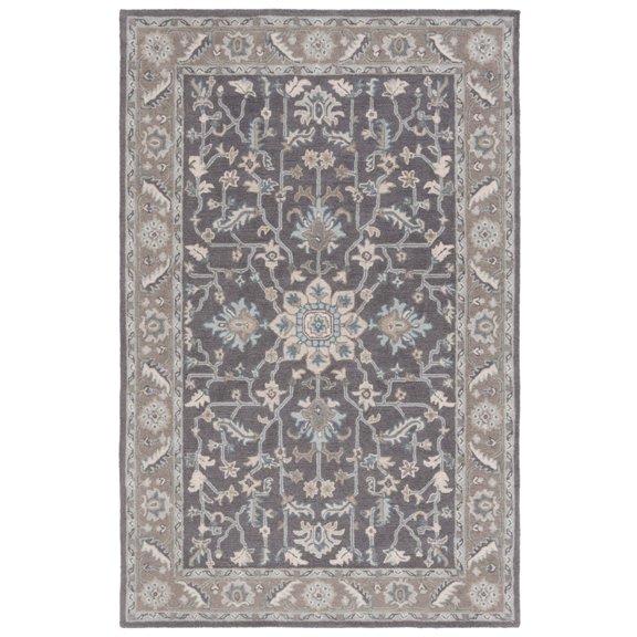 SAFAVIEH Blossom Shevon Oriental Area Rug, Dark Grey/Light Brown, 6' x 6' Square