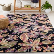SAFAVIEH Blossom Tina Floral Area Rug, Black/Plum, 5' x 8'