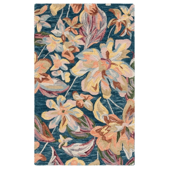 SAFAVIEH Blossom Tina Floral Area Rug, Blue/Gold, 3' x 5'
