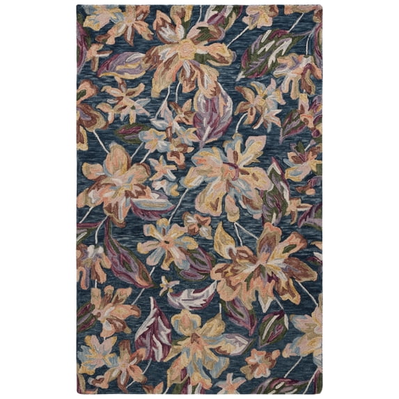 SAFAVIEH Blossom Tina Floral Area Rug, Blue/Gold, 4' x 6'