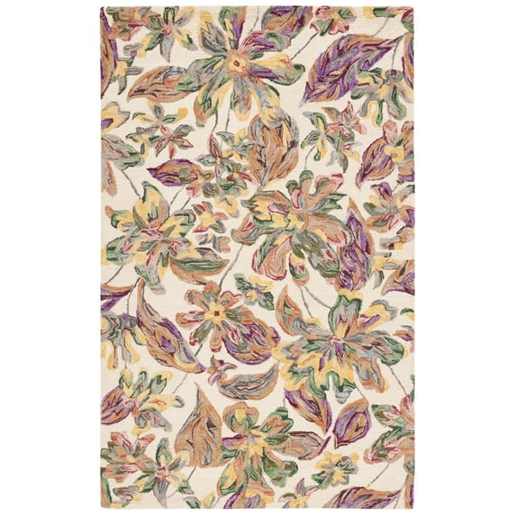 SAFAVIEH Blossom Tina Floral Area Rug, Ivory/Plum, 8' x 10'