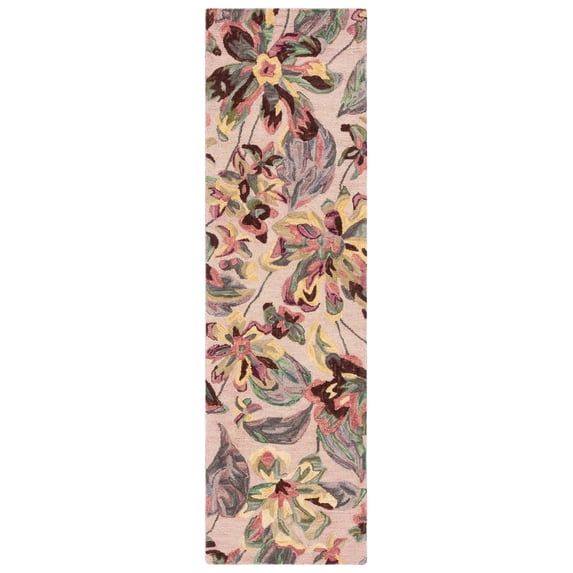 SAFAVIEH Blossom Tina Floral Runner Rug, Pink/Gold, 2'3" x 8'