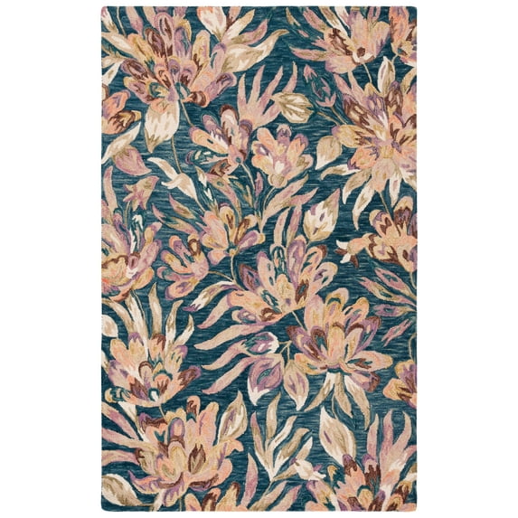 SAFAVIEH Blossom Tobias Floral Area Rug, Blue/Plum, 3' x 5'
