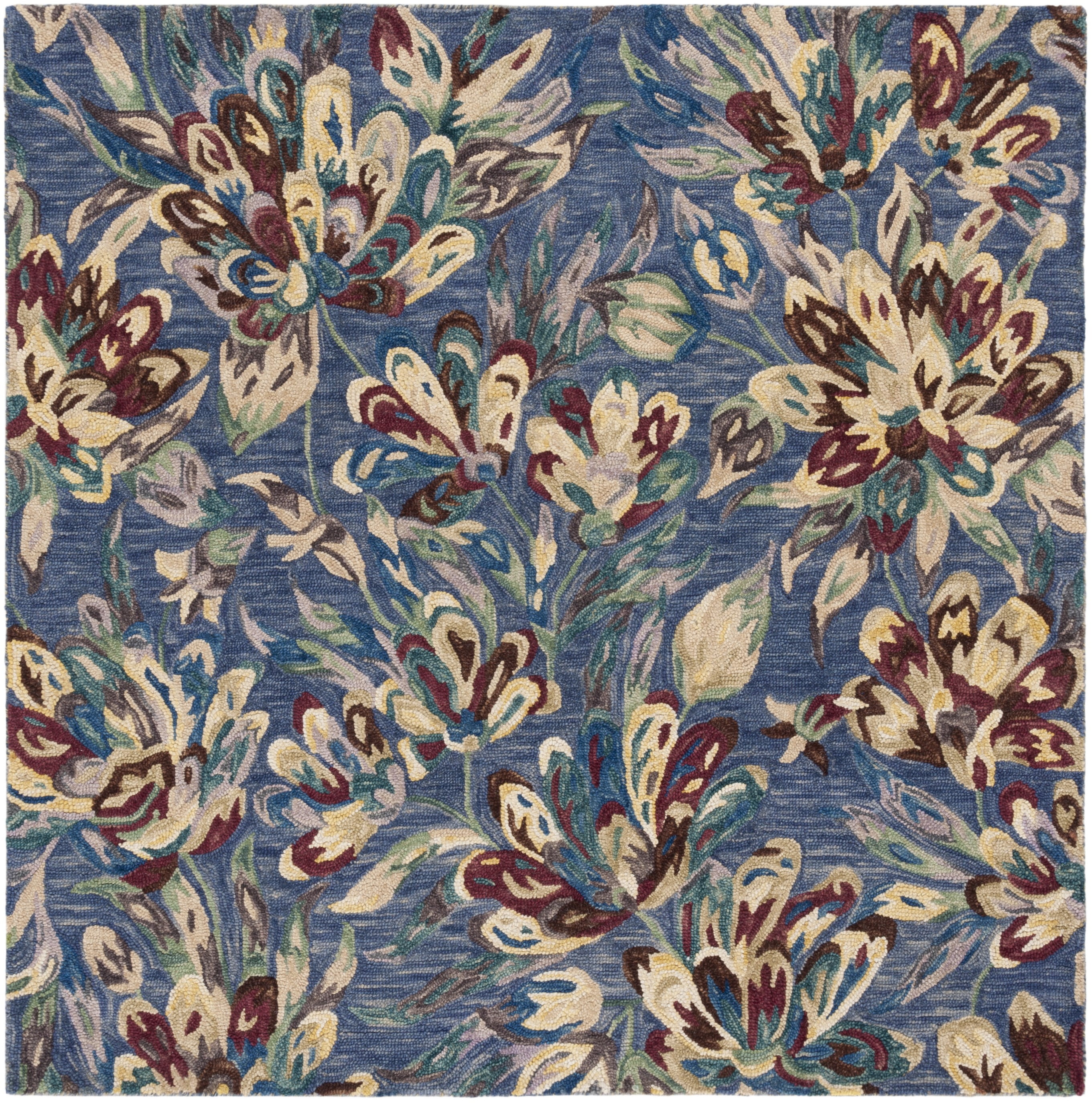 SAFAVIEH Blossom Tobias Floral Area Rug, Blue/Violet, 6' x 6' Square ...