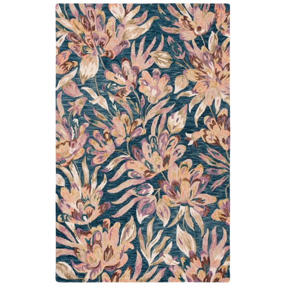 SAFAVIEH Blossom Tobias Floral Runner Rug, Blue/Plum, 2'3" x 8'