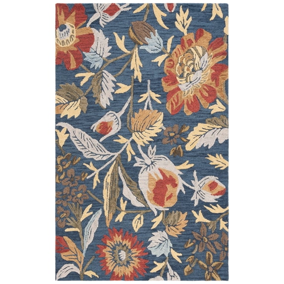 SAFAVIEH Blossom Tom Floral Area Rug, Navy/Red, 5' x 8'