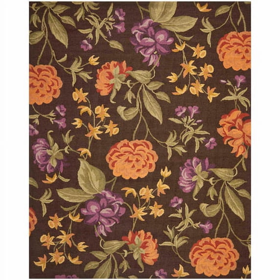 SAFAVIEH Blossom Tracy Floral Flowers Wool Area Rug, Brown/Multi, 4' x 6'