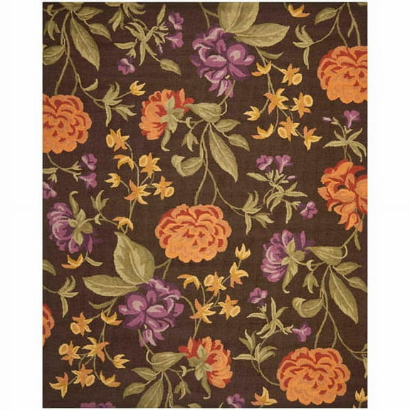 SAFAVIEH Blossom Tracy Floral Flowers Wool Area Rug, Brown/Multi, 4' x 6'
