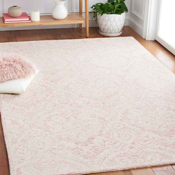 SAFAVIEH Blossom Travis Damask Area Rug, Pink/Ivory, 4' x 6'