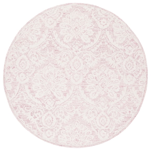 SAFAVIEH Blossom Travis Damask Area Rug, Pink/Ivory, 6' x 6' Round