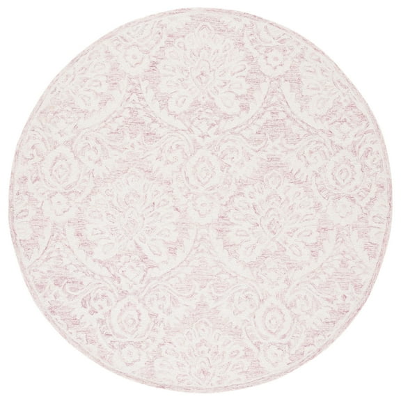SAFAVIEH Blossom Travis Damask Area Rug, Pink/Ivory, 6' x 6' Round