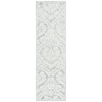 SAFAVIEH Blossom Travis Damask Runner Rug, Grey/Ivory, 2'3" x 8'