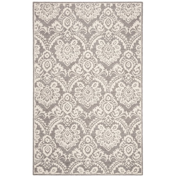 SAFAVIEH Blossom Travis Damask Wool Area Rug, Blue/Ivory, 5' x 8'