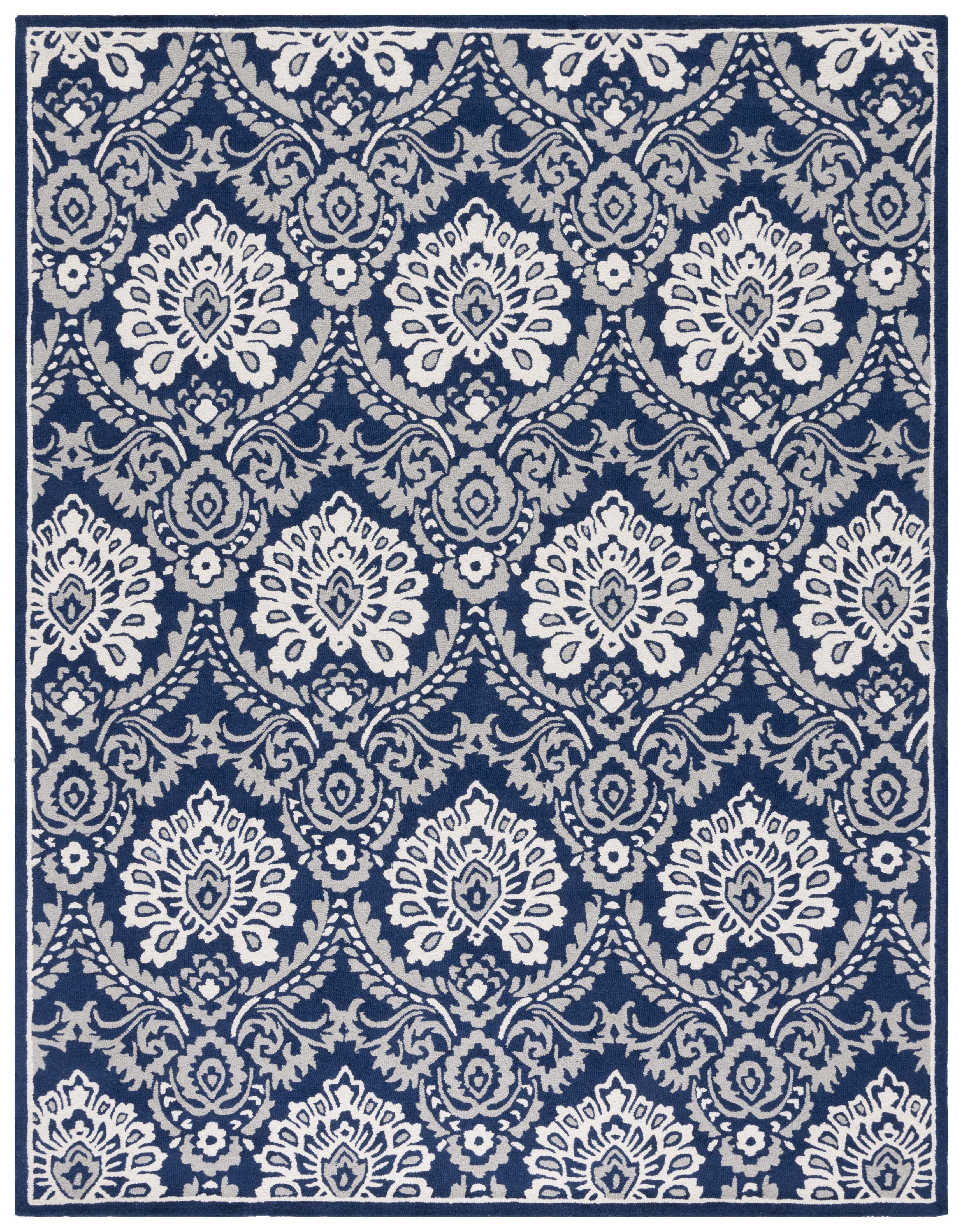 Ivory Floral Elegance 8' x 10' Hand-Tufted Wool-Cotton Rug