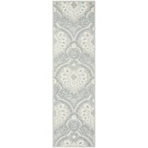 SAFAVIEH Blossom Travis Damask Wool Runner Rug, Light Grey/Ivory, 2'3" x 8'