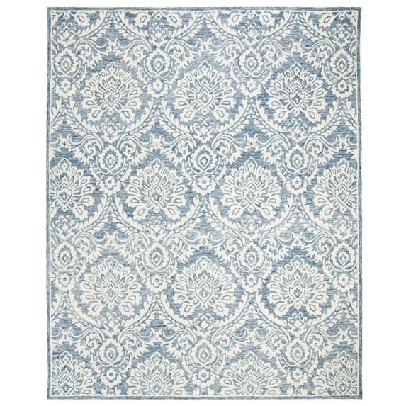 SAFAVIEH Blossom Travis Geometric Wool Area Rug, Blue/Ivory, 10' x 14'