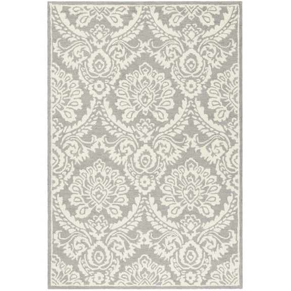 SAFAVIEH Blossom Travis Geometric Wool Area Rug, Dark Grey/Ivory, 4' x 6'