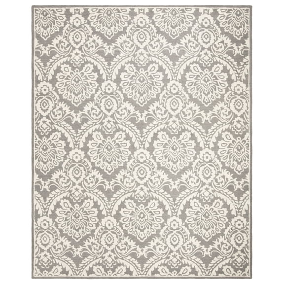 SAFAVIEH Blossom Travis Geometric Wool Area Rug, Dark Grey/Ivory, 8' x 10'