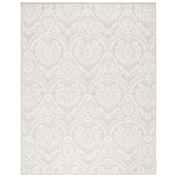 SAFAVIEH Blossom Travis Geometric Wool Area Rug, Silver/Ivory, 10' x 14'