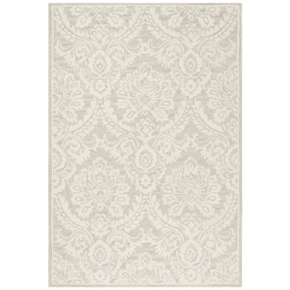 SAFAVIEH Blossom Travis Geometric Wool Area Rug, Silver/Ivory, 2' x 3'
