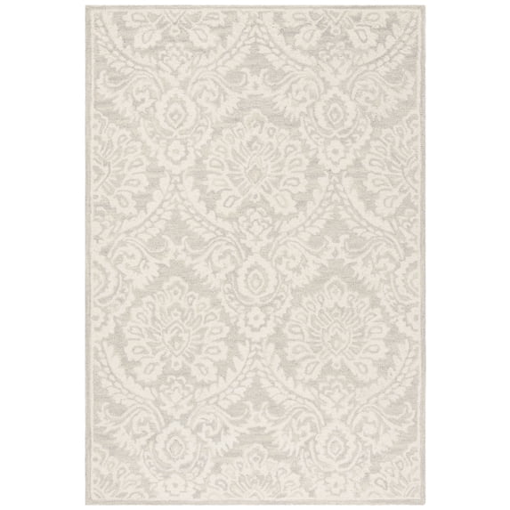 SAFAVIEH Blossom Travis Geometric Wool Area Rug, Silver/Ivory, 2' x 3'