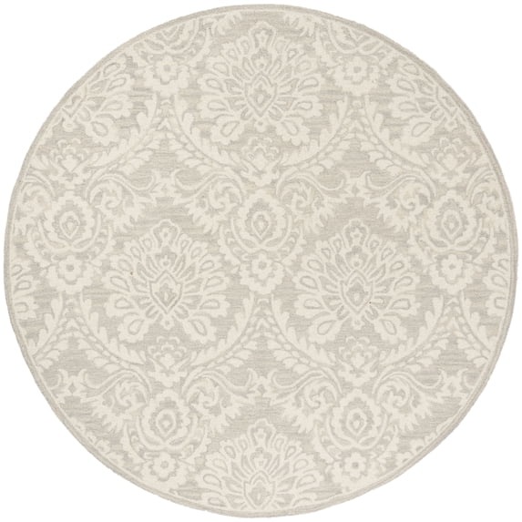 SAFAVIEH Blossom Travis Geometric Wool Area Rug, Silver/Ivory, 6' x 6' Round