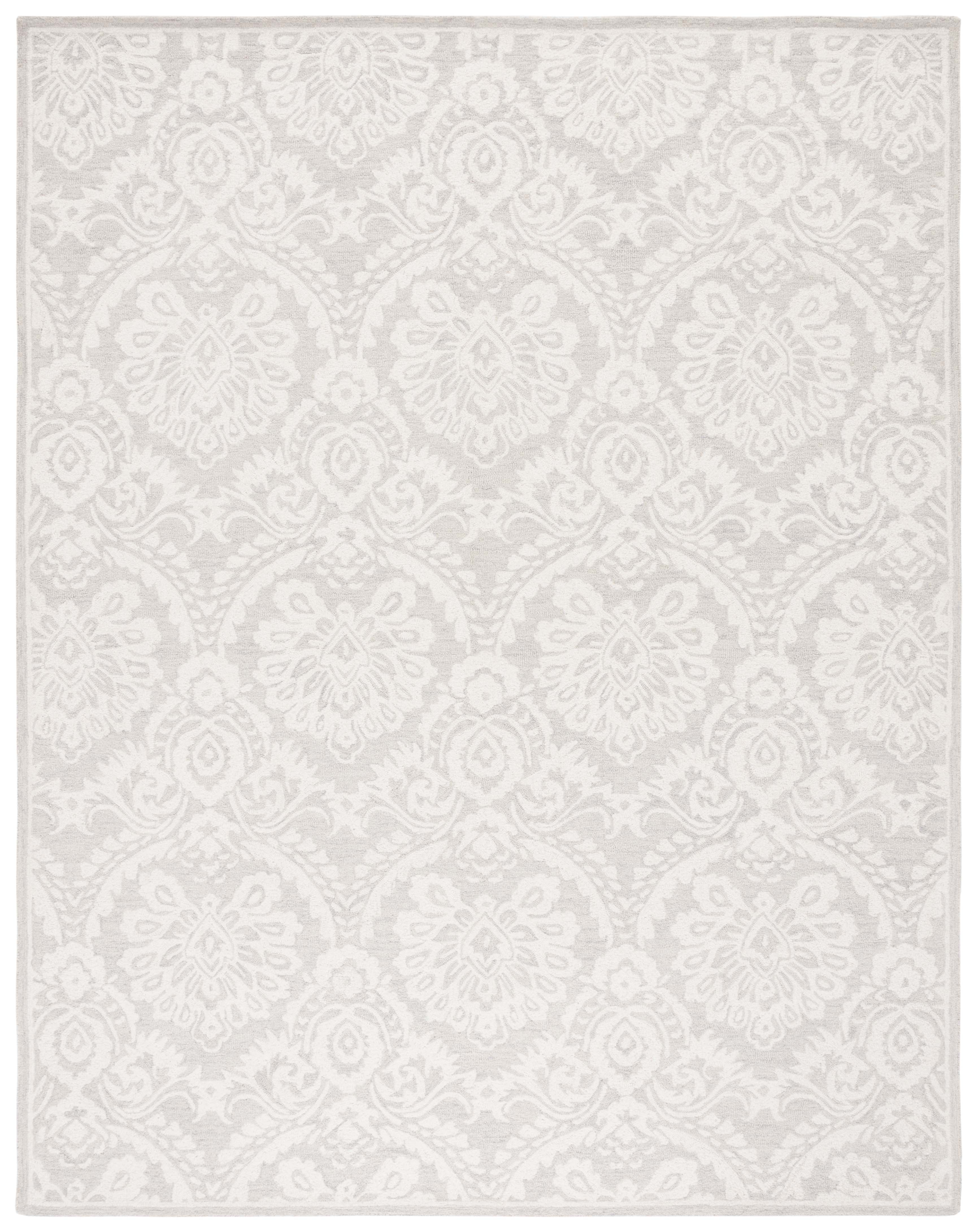 SAFAVIEH Blossom Travis Geometric Wool Area Rug, Silver/Ivory, 8' x 10'
