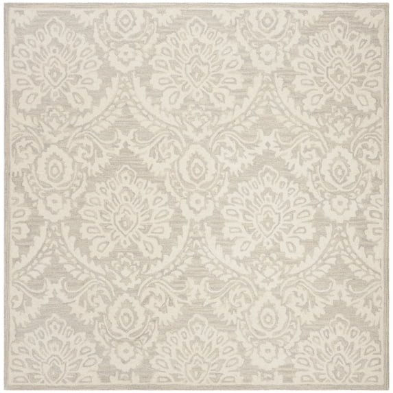 SAFAVIEH Blossom Travis Geometric Wool Area Rug, Silver/Ivory, 8' x 8' Square