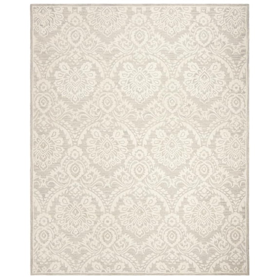 SAFAVIEH Blossom Travis Geometric Wool Area Rug, Silver/Ivory, 9' x 12'