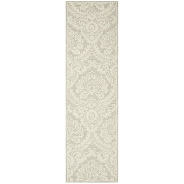 SAFAVIEH Blossom Travis Geometric Wool Runner Rug, Silver/Ivory, 2'3" x 6'