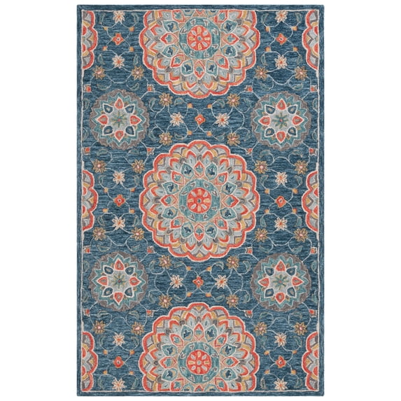 SAFAVIEH Blossom Tris Floral Area Rug, Blue/Red, 6' x 9'
