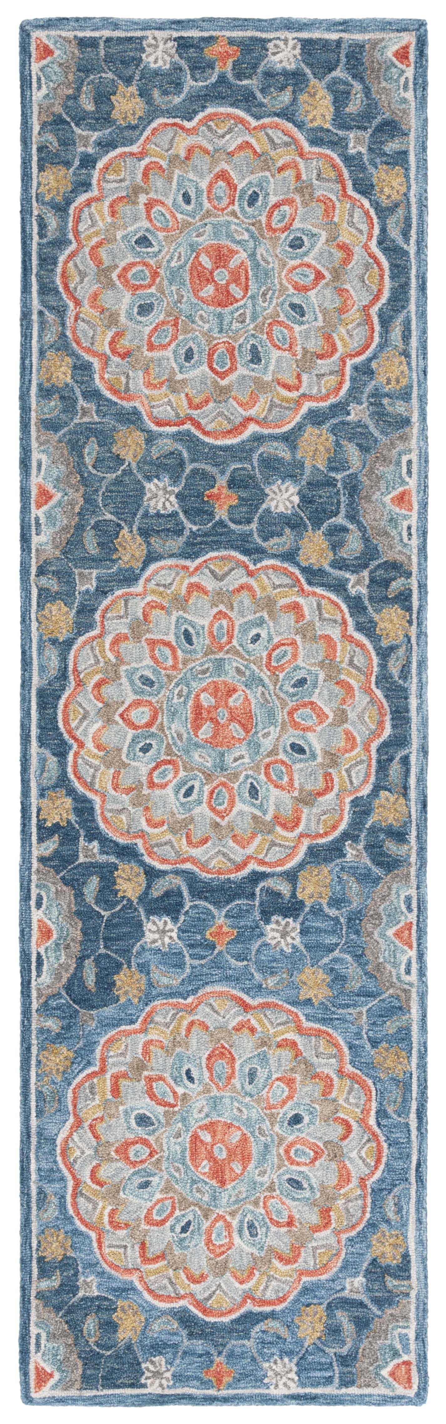 SAFAVIEH Blossom Tris Floral Runner Rug, Blue/Red, 2'3" x 8'