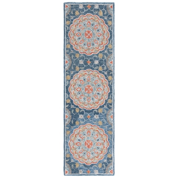 SAFAVIEH Blossom Tris Floral Runner Rug, Blue/Red, 2'3" x 8'