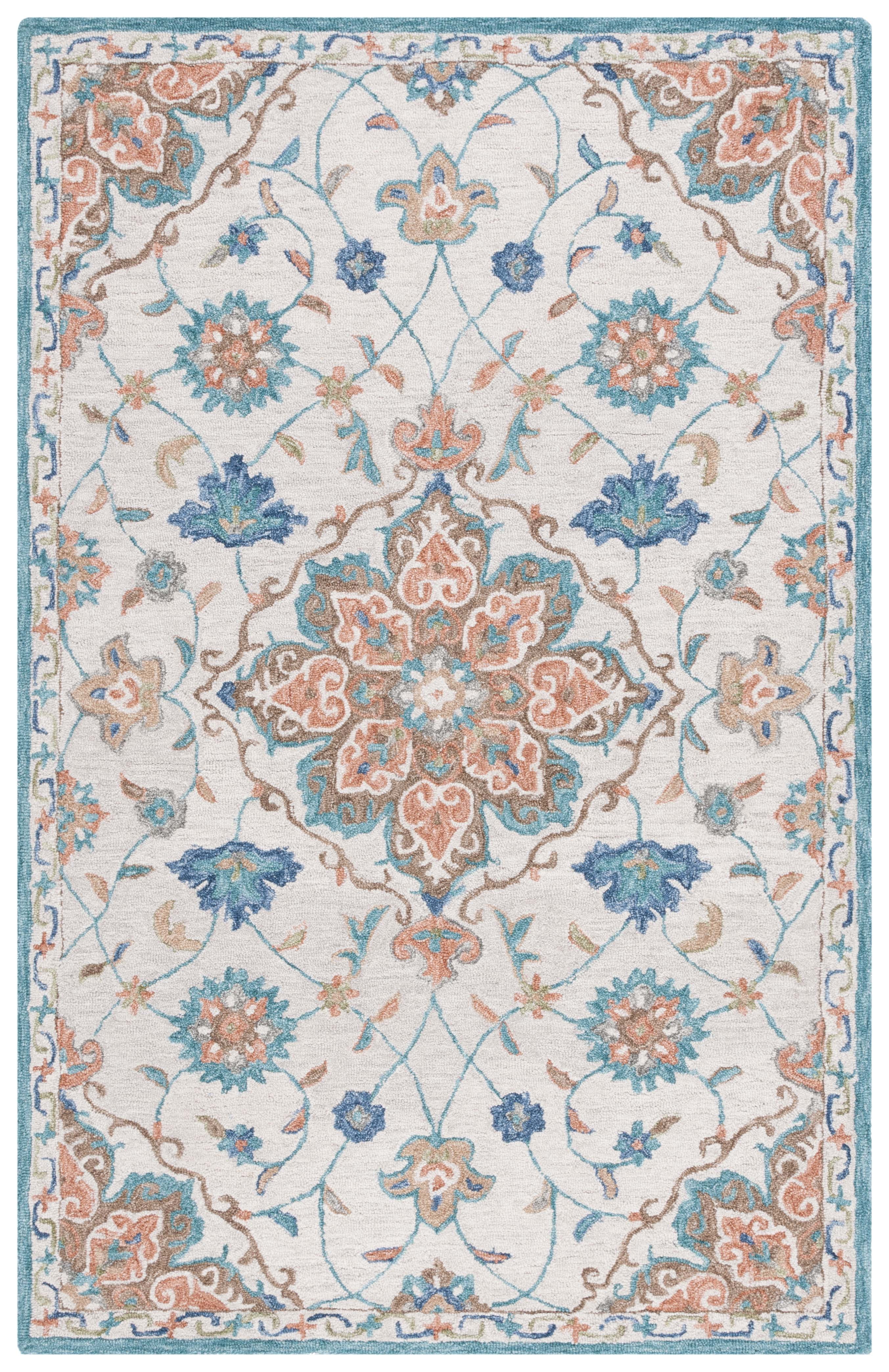 SAFAVIEH Blossom Vernon Floral Area Rug, Beige/Blue, 4' x 6'