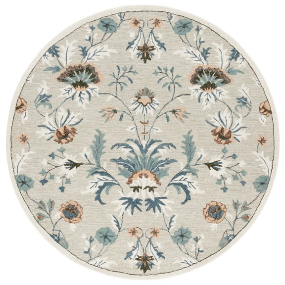 SAFAVIEH Blossom Wardell Floral Area Rug, Sage/Blue, 6' x 6' Round